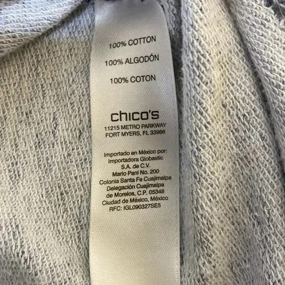 Chico’s Zenergy Heathered Blue Cotton Moto Style Sweatshirt Jacket Size Medium/8 - Picture 5 of 11